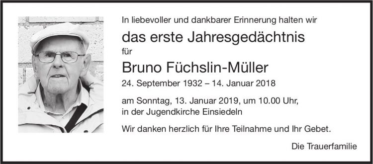 Füchslin-Müller Bruno, im Januar 2019 / DS