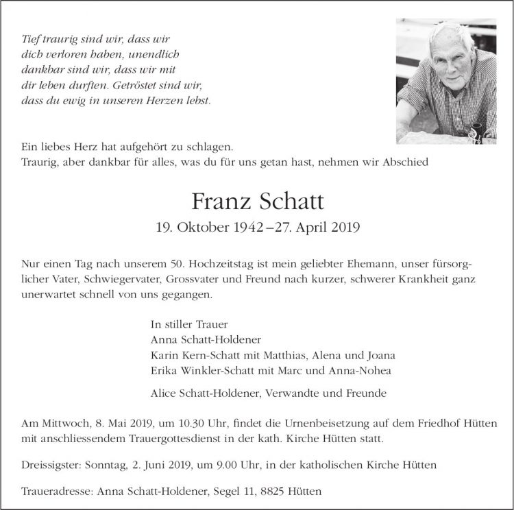 Schatt Franz, April 2019 / TA