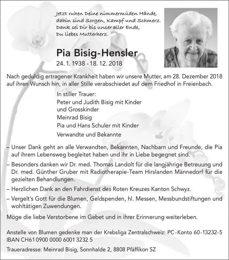 Bisig-Hensler Pia, im Januar 2018 / DS