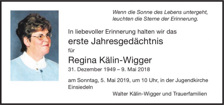 Regina Kälin-Wigger, im Mai 2018 / JG