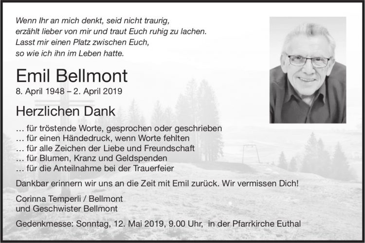 Bellmont Emil, im Mai 2019 / DS