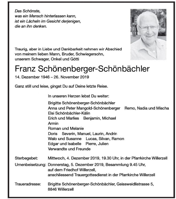 Franz Schönenberger-Schönbächler