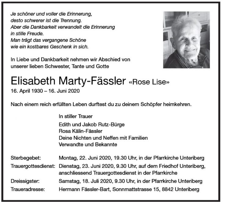 Elisabeth Marty-Fässler «Rose Lise»