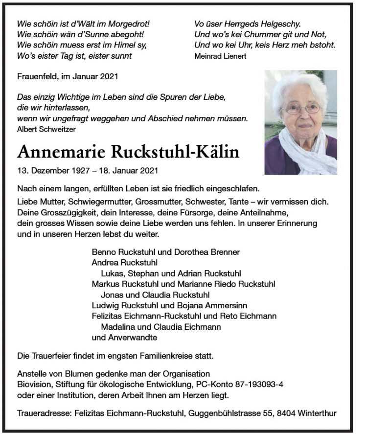 Annemarie Ruckstuhl-Kälin