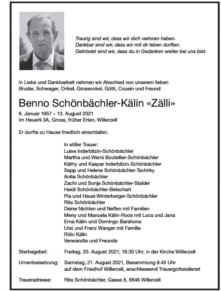 Benno Schönbächler-Kälin «Zälli»