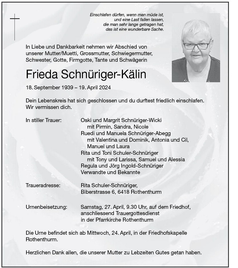 Frieda Schnüriger-Kälin